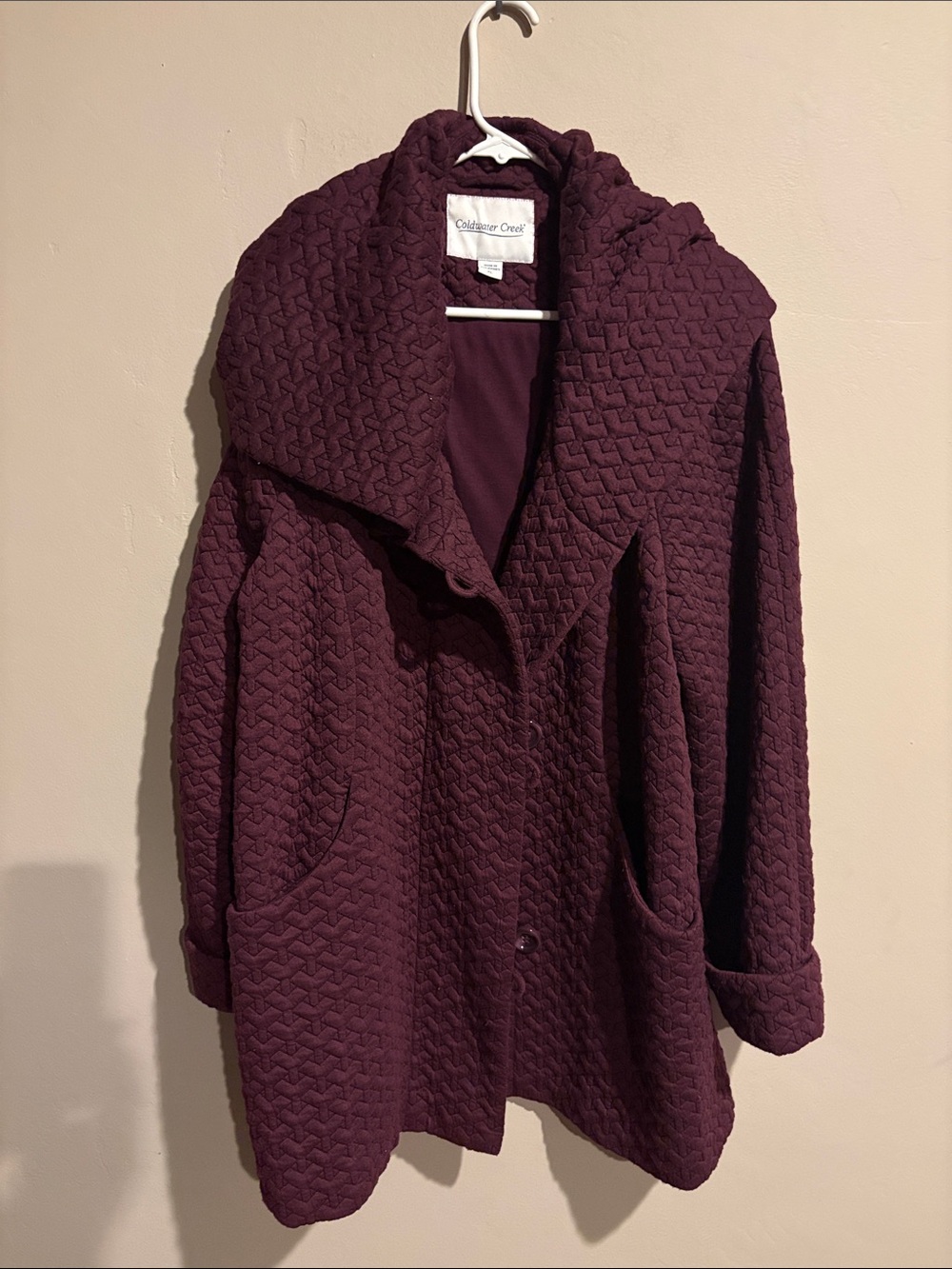 Coldwater Creek Quilted Hooded Cardigan Jacket - Plum